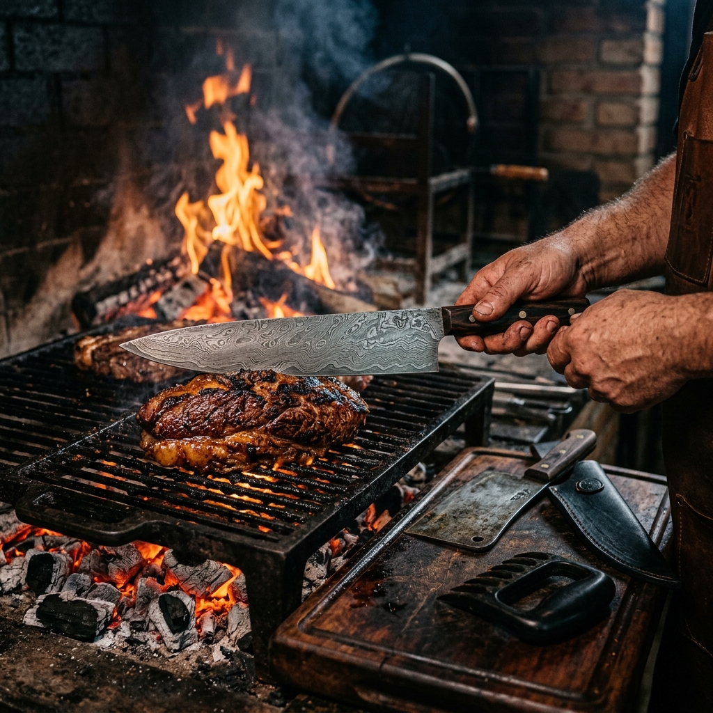 Churrasco com faca artesanal Rapchan
